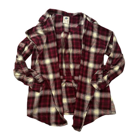 Wild Blue x Sadie Robertson red & cream plaid flannel cardigan size M - Picture 9 of 9